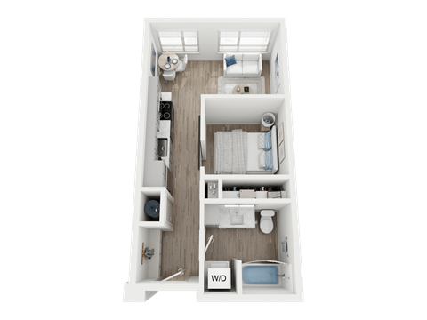 Floor plan for 1 bed, 1 bath, 429 sqft